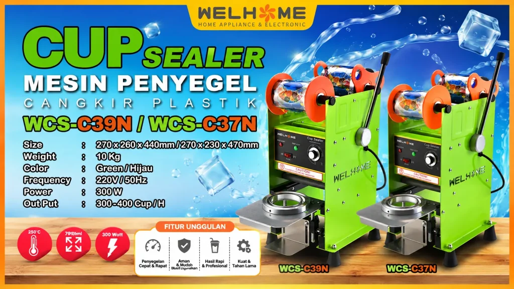 Cup Sealer WELHOME Mesin Press Gelas untuk Usaha Minuman