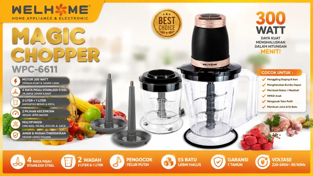 WELHOME Chopper Penggiling Daging, Praktis untuk Berbagai Kebutuhan Dapur
