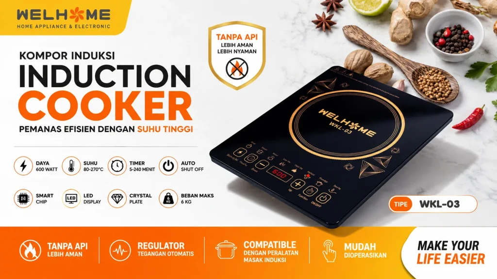 WELHOME Kompor Induksi WKL-010203 Kompor Listrik Low Watt yang Praktis