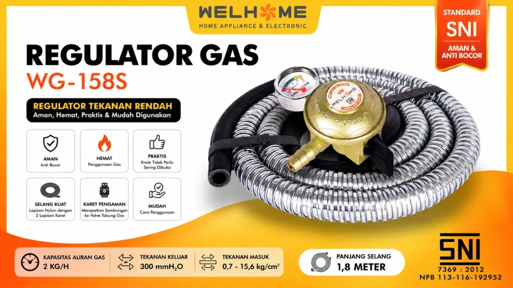 WELHOME Regulator kompor gas dan Selang Kompor Gas SNI Harga Terjangkau Kualitas Terbaik