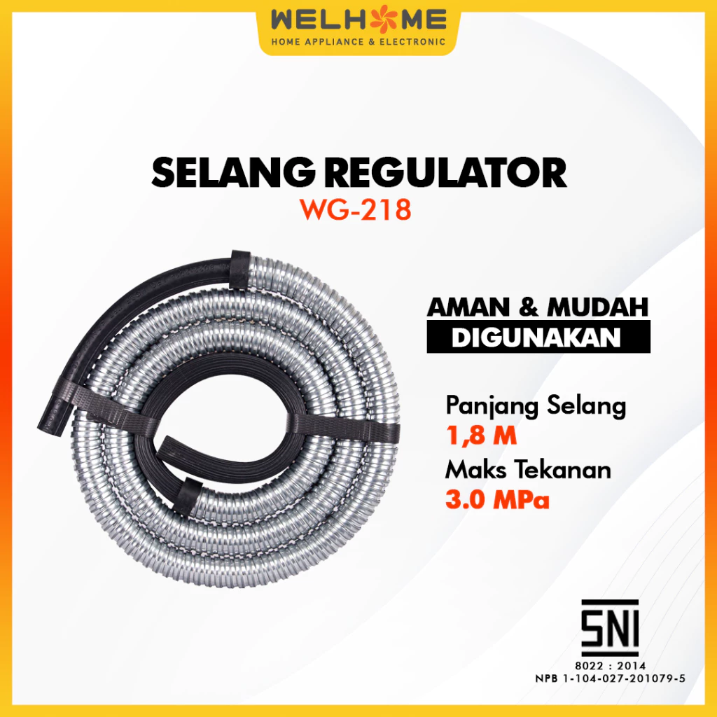 WELHOME Selang Cover Regulator Kompor Gas SNI Anti Bocor Aman 1.8m WG-218