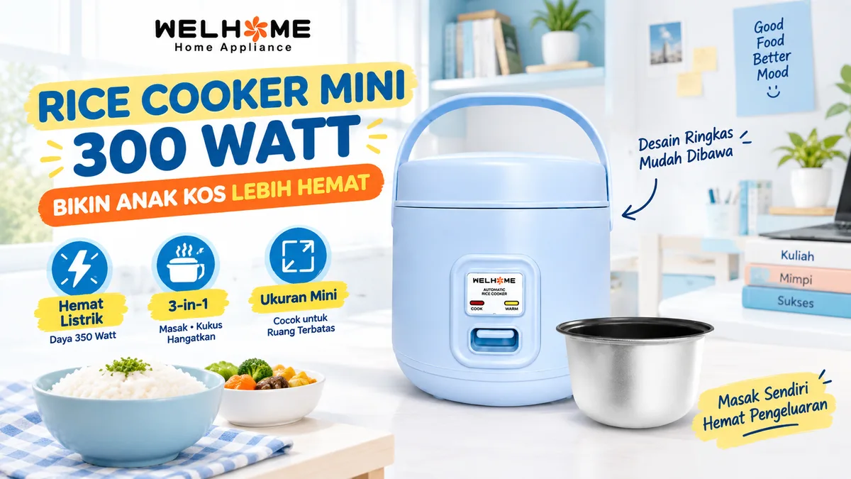 WELHOME WRC-1213, Rice Cooker Mini 300 Watt